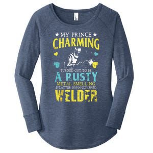 My Charming Prince Is A Welder Welding Gear Welder Wife Premium Women's Perfect Tri Tunic Long Sleeve Shirt