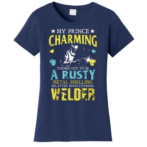 My Charming Prince Is A Welder Welding Gear Welder Wife Premium Women's T-Shirt