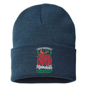 Merry Christmas Pardon I Was Recently Run Over By A Reindeer Sustainable Knit Beanie