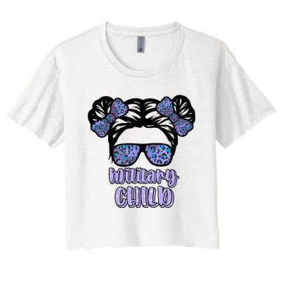 Military Child Purple Up Month Of Military Child Awareness Women's Crop Top Tee