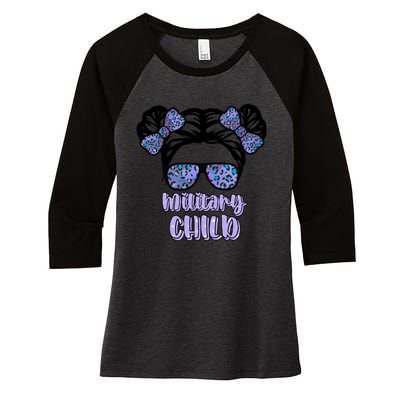 Military Child Purple Up Month Of Military Child Awareness Women's Tri-Blend 3/4-Sleeve Raglan Shirt