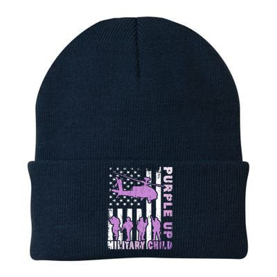 Military Child Purple Up American Flag Helicopter Knit Cap Winter Beanie