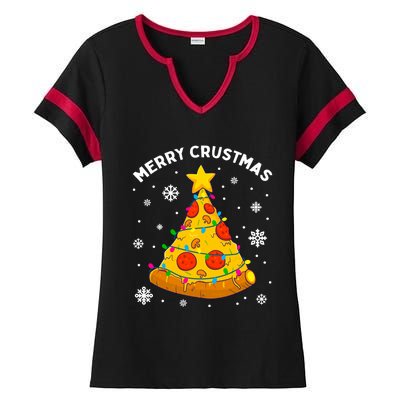 Merry Crustmas Pizza Christmas Tree Xmas Gifts Long Sleeve Ladies Halftime Notch Neck Tee