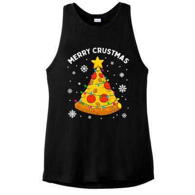 Merry Crustmas Pizza Christmas Tree Xmas Gifts Long Sleeve Ladies PosiCharge Tri-Blend Wicking Tank