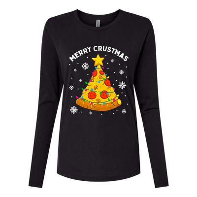 Merry Crustmas Pizza Christmas Tree Xmas Gifts Long Sleeve Womens Cotton Relaxed Long Sleeve T-Shirt