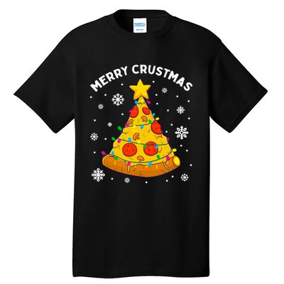 Merry Crustmas Pizza Christmas Tree Xmas Gifts Long Sleeve Tall T-Shirt