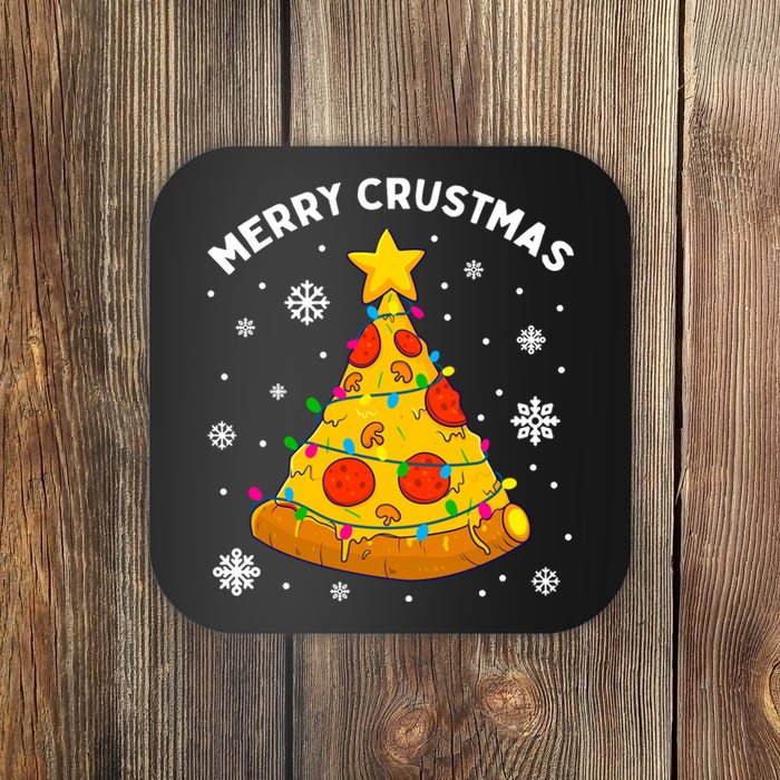 Merry Crustmas Pizza Christmas Tree Xmas Gifts Long Sleeve Coaster