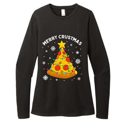 Merry Crustmas Pizza Christmas Tree Xmas Gifts Long Sleeve Womens CVC Long Sleeve Shirt