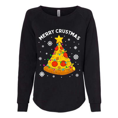 Merry Crustmas Pizza Christmas Tree Xmas Gifts Long Sleeve Womens California Wash Sweatshirt