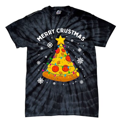 Merry Crustmas Pizza Christmas Tree Xmas Gifts Long Sleeve Tie-Dye T-Shirt