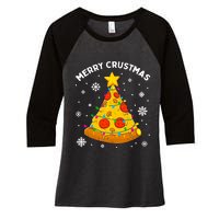 Merry Crustmas Pizza Christmas Tree Xmas Gifts Long Sleeve Women's Tri-Blend 3/4-Sleeve Raglan Shirt