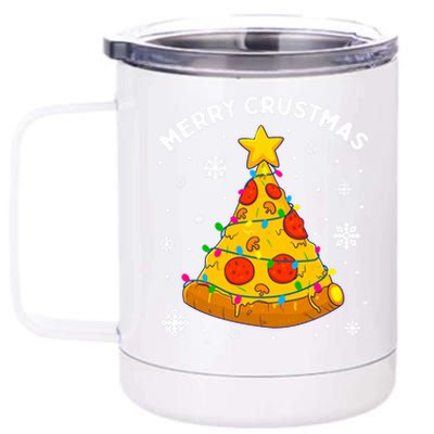 Merry Crustmas Pizza Christmas Tree Xmas Gifts Long Sleeve 12 oz Stainless Steel Tumbler Cup