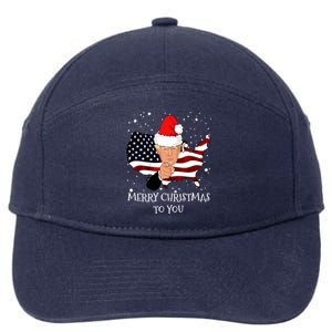 Merry Christmas President Trump Santa Hat America Flag 7-Panel Snapback Hat