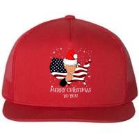 Merry Christmas President Trump Santa Hat America Flag Flat Bill Trucker Hat