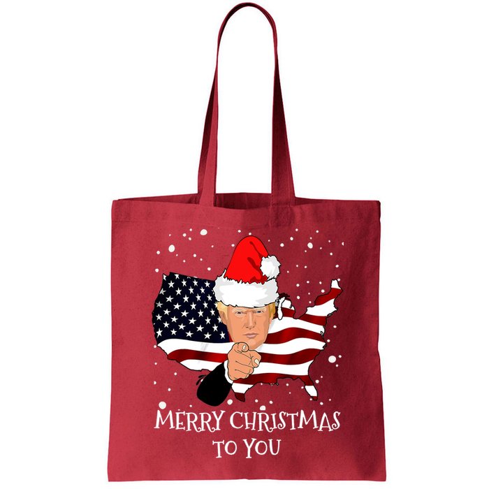 Merry Christmas President Trump Santa Hat America Flag Bag