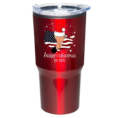 Merry Christmas President Trump Santa Hat America Flag Tumbler
