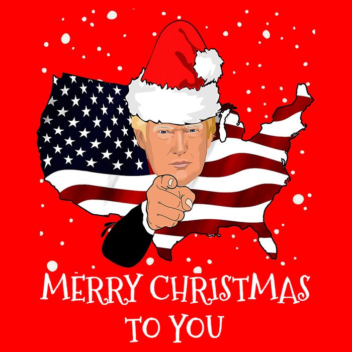 Merry Christmas President Trump Santa Hat America Flag Womens Tank Top