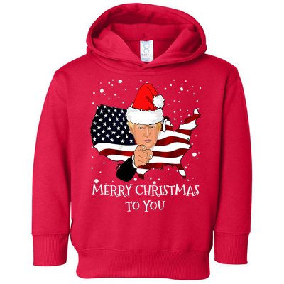 Merry Christmas President Trump Santa Hat America Flag Toddler Hoodie