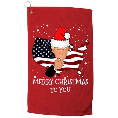 Merry Christmas President Trump Santa Hat America Flag Golf Towel