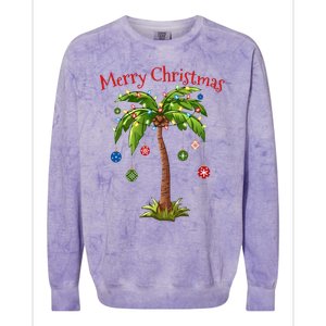 Merry Christmas Palm Tree Light Hawaiian Tropical Christmas  Colorblast Crewneck Sweatshirt