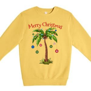 Merry Christmas Palm Tree Light Hawaiian Tropical Christmas  Premium Crewneck Sweatshirt