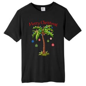 Merry Christmas Palm Tree Light Hawaiian Tropical Christmas  Tall Fusion ChromaSoft Performance T-Shirt