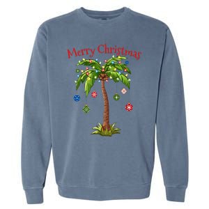 Merry Christmas Palm Tree Light Hawaiian Tropical Christmas  Garment-Dyed Sweatshirt