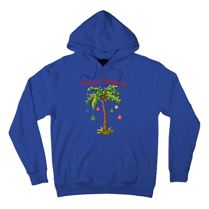 Merry Christmas Palm Tree Light Hawaiian Tropical Christmas  Hoodie