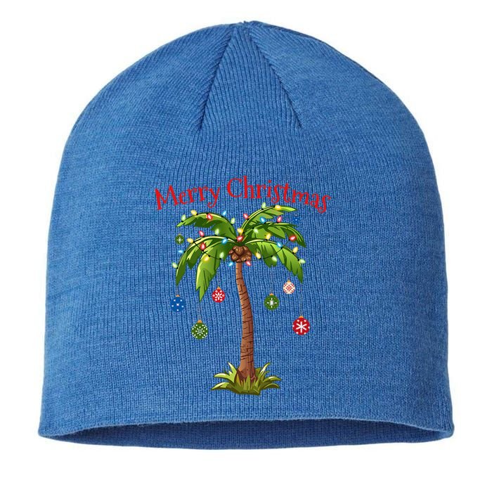 Merry Christmas Palm Tree Light Hawaiian Tropical Christmas  Sustainable Beanie