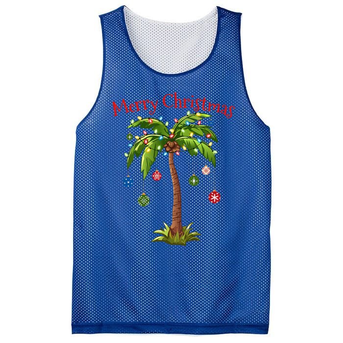 Merry Christmas Palm Tree Light Hawaiian Tropical Christmas  Mesh Reversible Basketball Jersey Tank