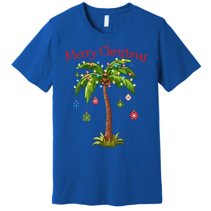 Merry Christmas Palm Tree Light Hawaiian Tropical Christmas  Premium T-Shirt