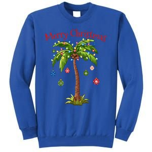 Merry Christmas Palm Tree Light Hawaiian Tropical Christmas  Tall Sweatshirt