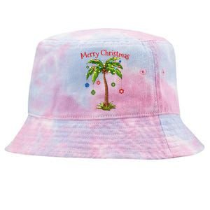 Merry Christmas Palm Tree Light Hawaiian Tropical Christmas  Tie-Dyed Bucket Hat