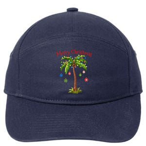 Merry Christmas Palm Tree Light Hawaiian Tropical Christmas  7-Panel Snapback Hat