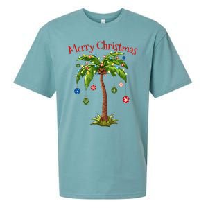 Merry Christmas Palm Tree Light Hawaiian Tropical Christmas  Sueded Cloud Jersey T-Shirt