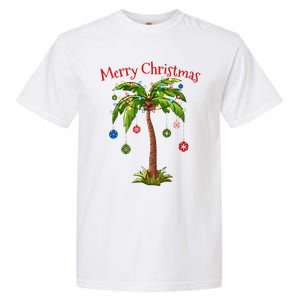 Merry Christmas Palm Tree Light Hawaiian Tropical Christmas  Garment-Dyed Heavyweight T-Shirt