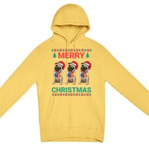 Merry Christmas Pug Puppy Cute Xmas Pug Lover Funny Gift Premium Pullover Hoodie