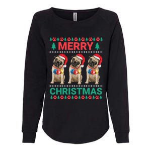 Merry Christmas Pug Puppy Cute Xmas Pug Lover Funny Gift Womens California Wash Sweatshirt