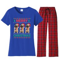 Merry Christmas Pug Puppy Cute Xmas Pug Lover Funny Gift Women's Flannel Pajama Set