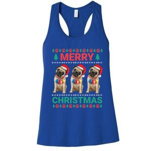 Merry Christmas Pug Puppy Cute Xmas Pug Lover Funny Gift Women's Racerback Tank