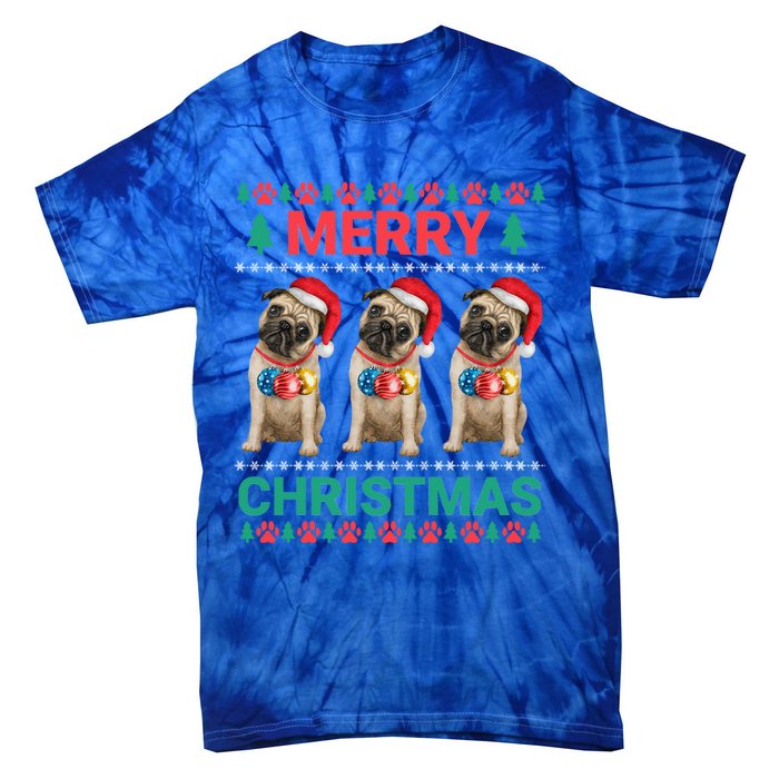 Merry Christmas Pug Puppy Cute Xmas Pug Lover Funny Gift Tie-Dye T-Shirt