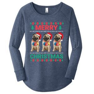 Merry Christmas Pug Puppy Cute Xmas Pug Lover Funny Gift Women's Perfect Tri Tunic Long Sleeve Shirt