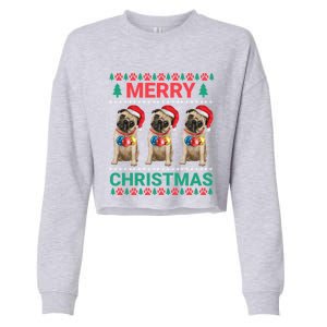 Merry Christmas Pug Puppy Cute Xmas Pug Lover Funny Gift Cropped Pullover Crew