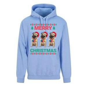 Merry Christmas Pug Puppy Cute Xmas Pug Lover Funny Gift Unisex Surf Hoodie