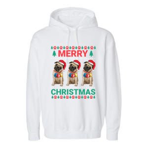 Merry Christmas Pug Puppy Cute Xmas Pug Lover Funny Gift Garment-Dyed Fleece Hoodie