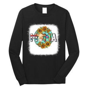 Mama Cow Print Sunflower For Mother's Day Cow Lovers Long Sleeve Shirt