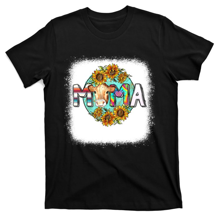 Mama Cow Print Sunflower For Mother's Day Cow Lovers T-Shirt