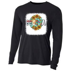 Mama Cow Print Sunflower For Mother's Day Cow Lovers Cooling Performance Long Sleeve Crew