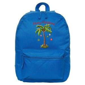 Merry Christmas Palm Tree Light Hawaiian Tropical Christmas Gift 16 in Basic Backpack