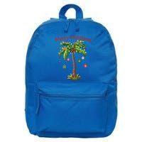 Merry Christmas Palm Tree Light Hawaiian Tropical Christmas Gift 16 in Basic Backpack